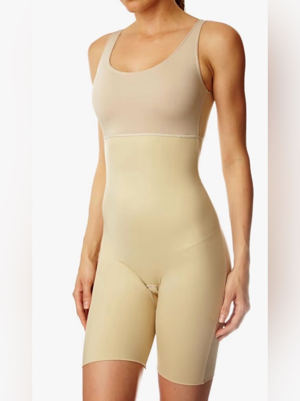 SPANX Hide&Sleek Slip body suit Shapewear Nude Mid thigh smoother compression